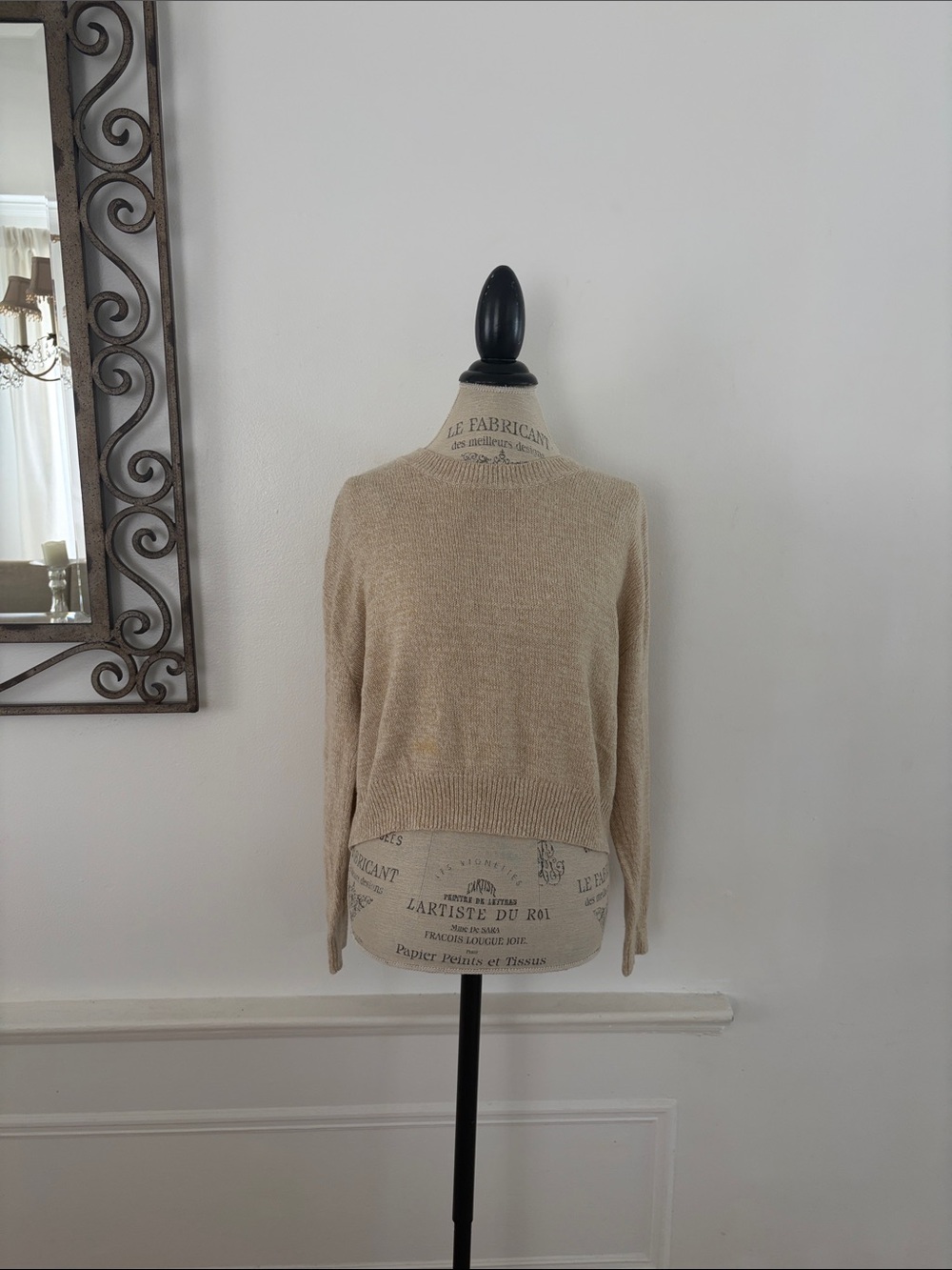 H&M Beige Scoop Neck Lightweight Sweater